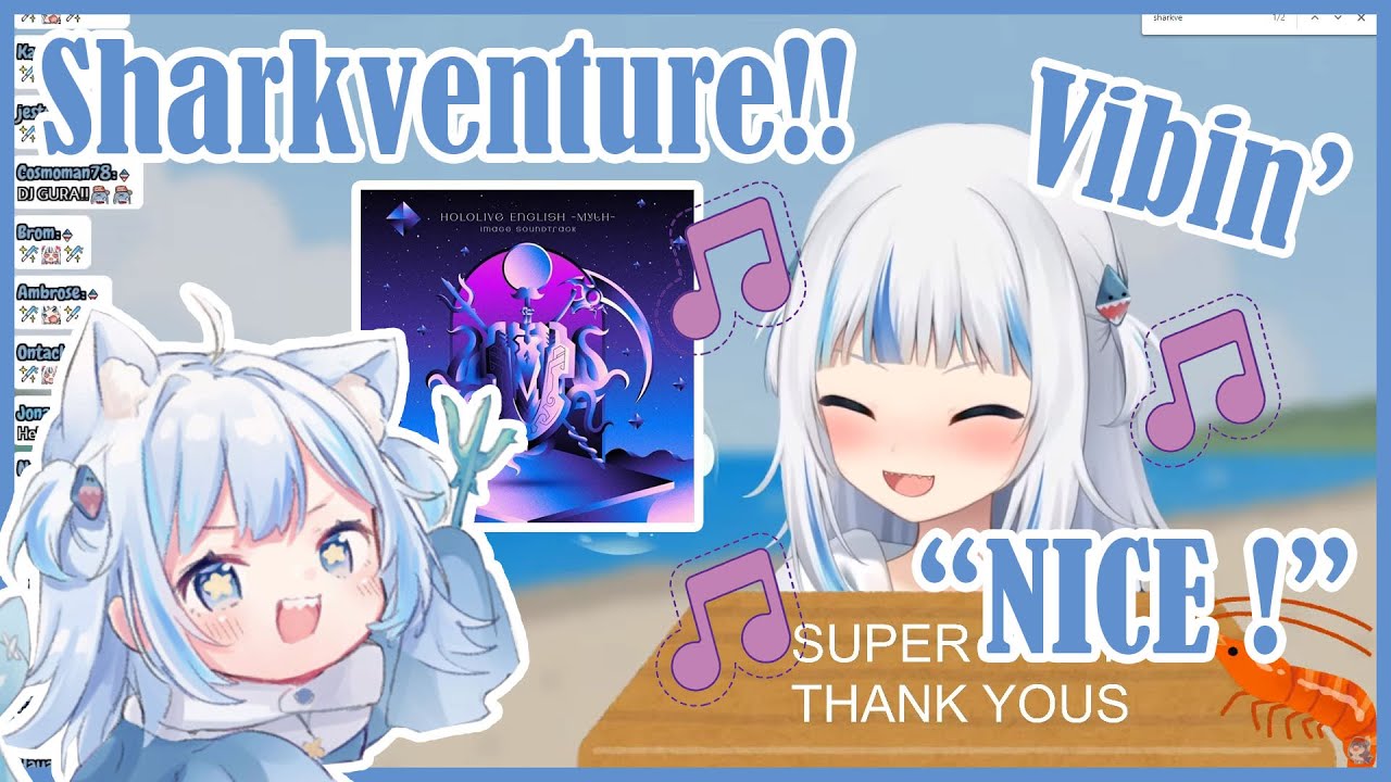 Gawr Gura Vibing to Her Soundtrack Music Sharkventure!! [Hololive EN]