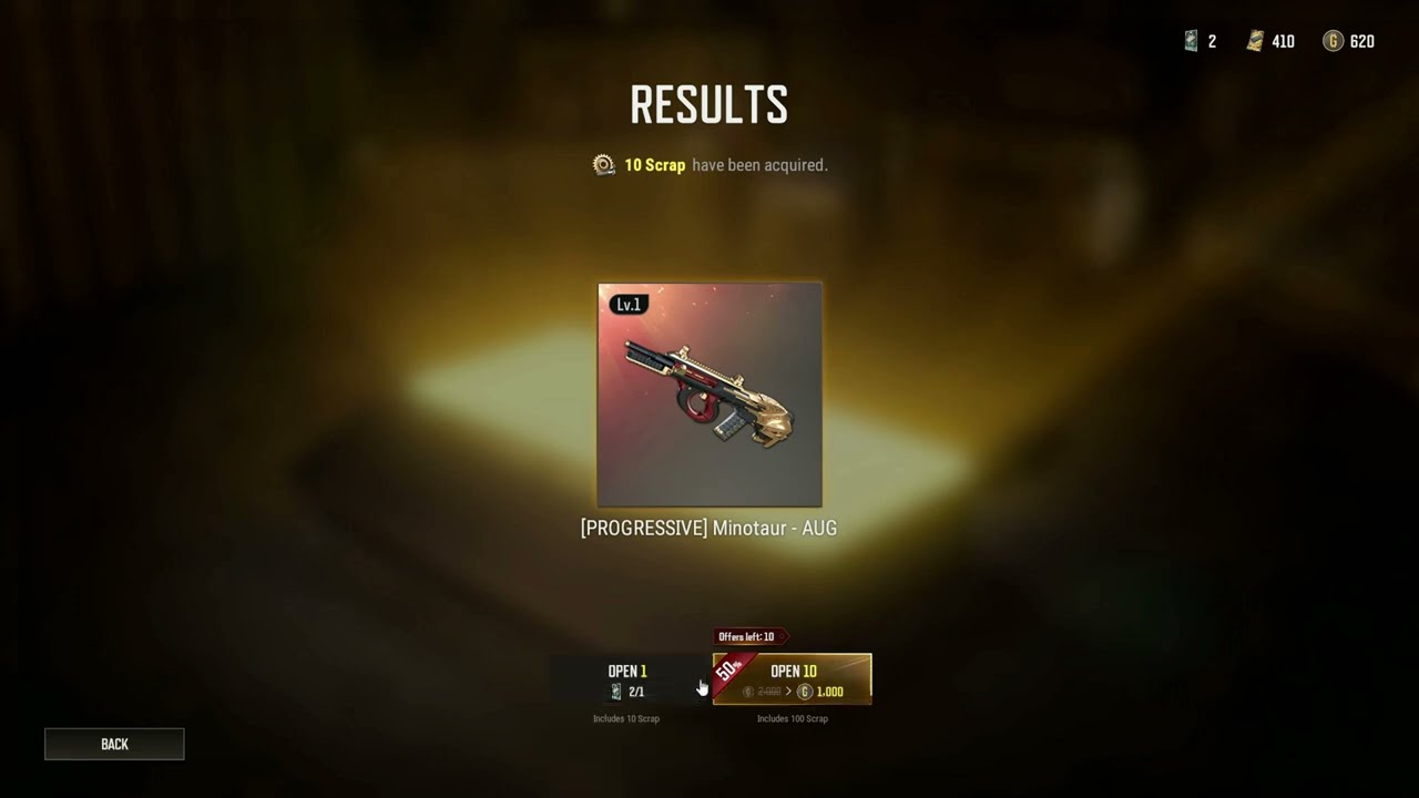 Another free legendary progressive skin Minotaur - AUG | PUBG CONTRABAND CRATE OPENING