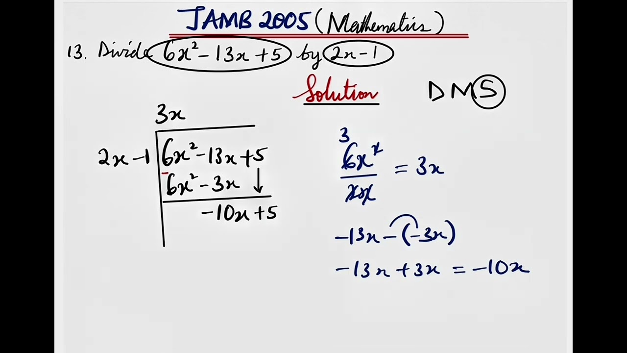 Question 13 | JAMB 2005 | Mathematics