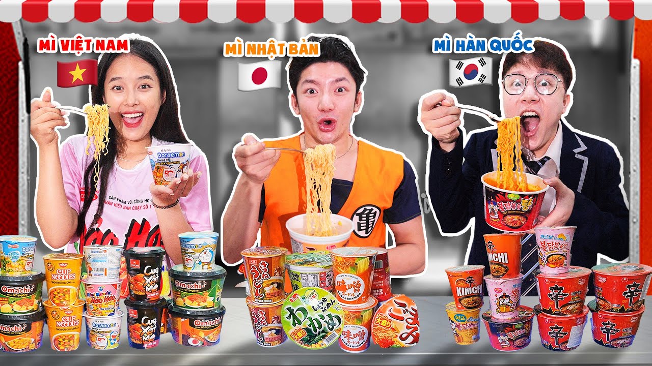 Thử Thách Mở Tiệm Mì Ăn Liền Theo Hình Lá Cờ Các Nước: Hàn Quốc VS Nhật Bản VS Việt Nam
