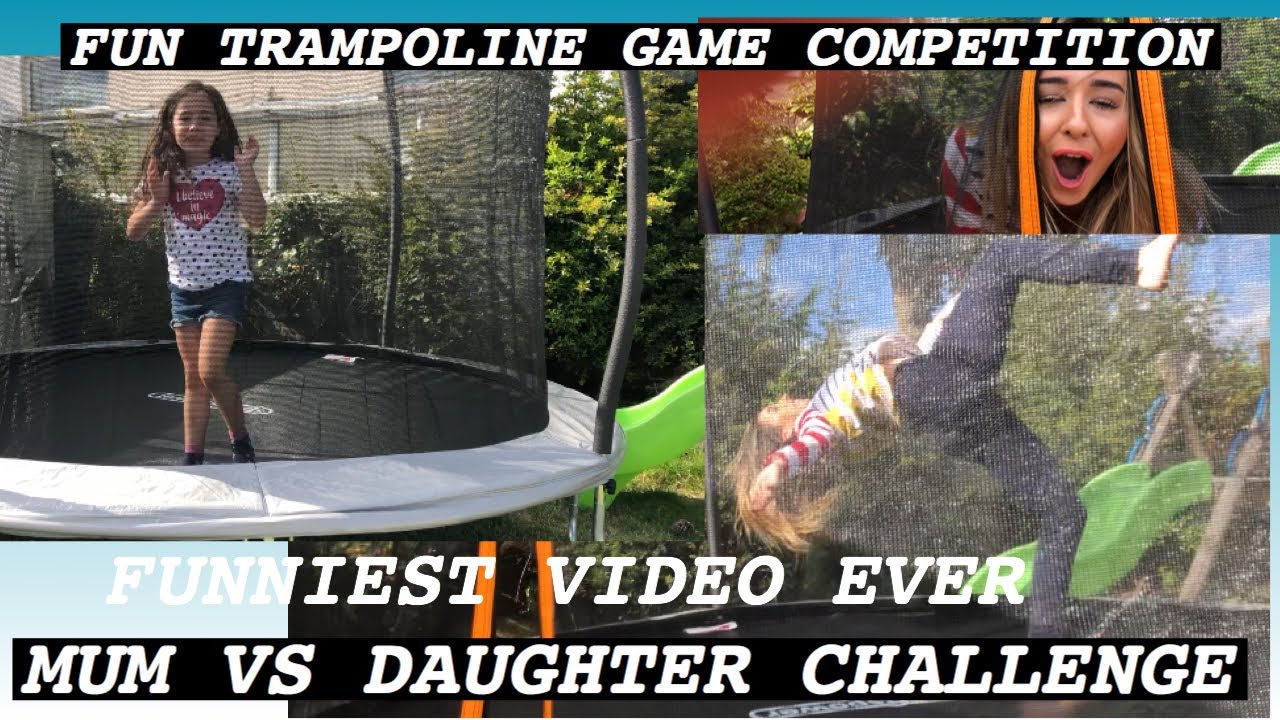 WHO CAN DO THE BEST MOVES AND JUMPS ON THE TRAMPOLINE MUM VS DAUGHTER CHALLENGE - DONT FALL