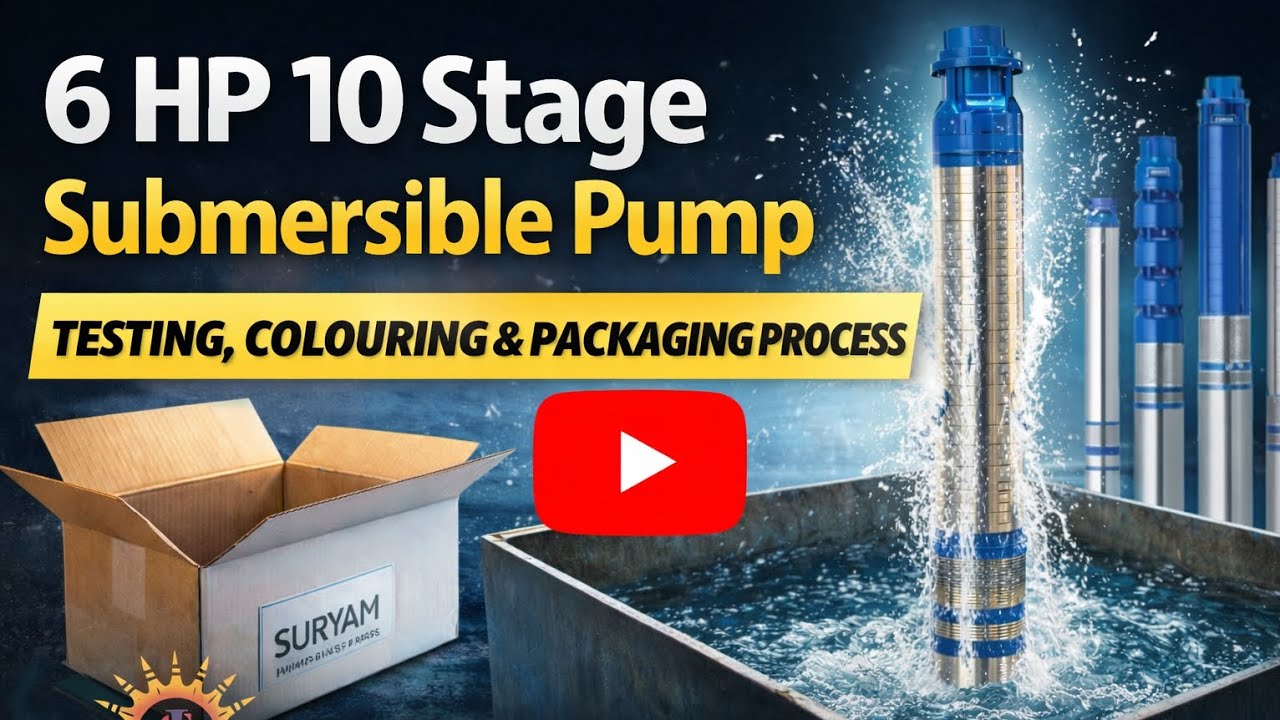 🚀6 HP 10 Stage Submersible Pump | Testing, Colouring & Packaging Process#viral #pov #submersiblepump