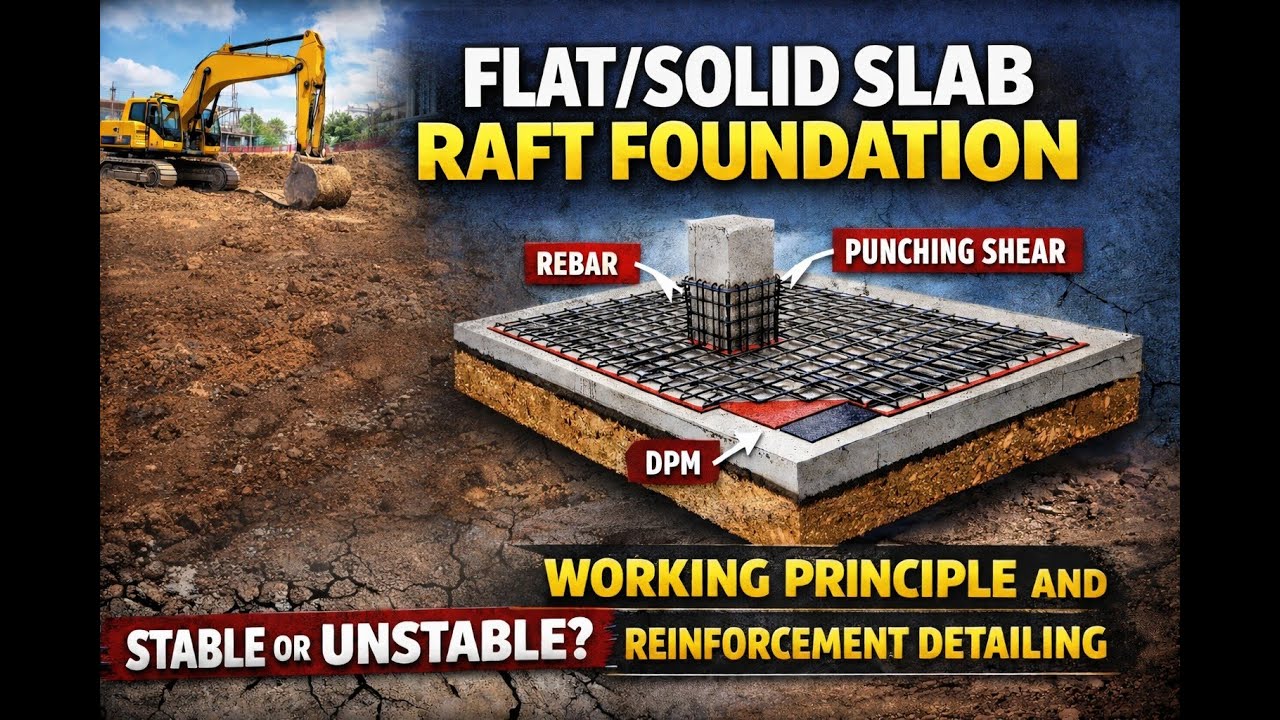 FLAT/SOLID SLAB RAFT FOUNDATION WORKING PRINCIPLE AND REINFORCEMENT PLACEMENT | CONSTRUCTION