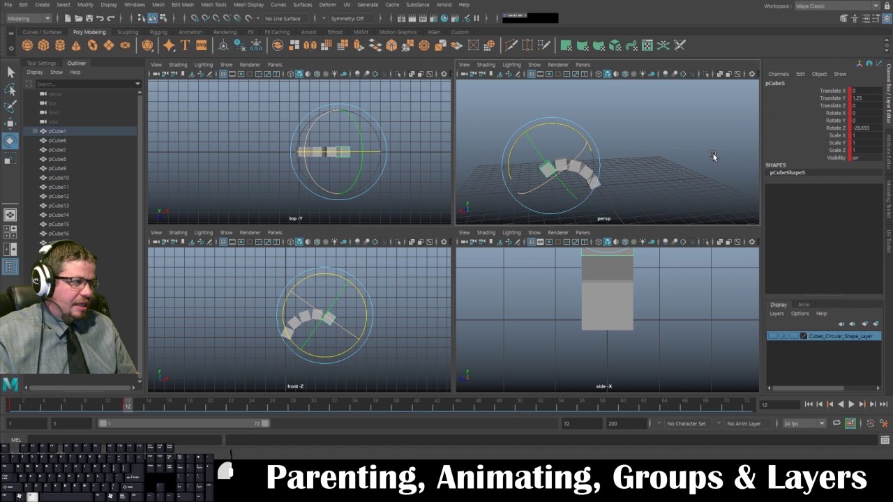 Autodesk Maya 2019: Parenting, Animating, Layers, and Groups