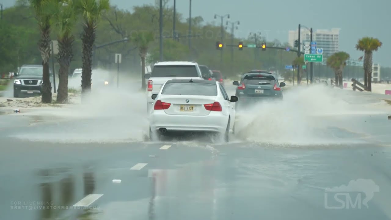 04-14-2021 Gulfport, MS HWY 90 Flooding - Sand On Highway Removal - Heavy Rains