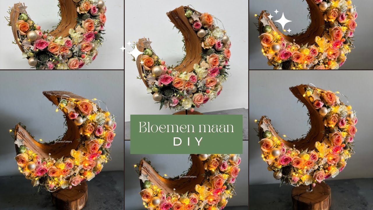 Bloemen Maan 🌙✨| Kerstbloemstuk | Cursus Bloemschikken #392  |Carlein Tukkers
