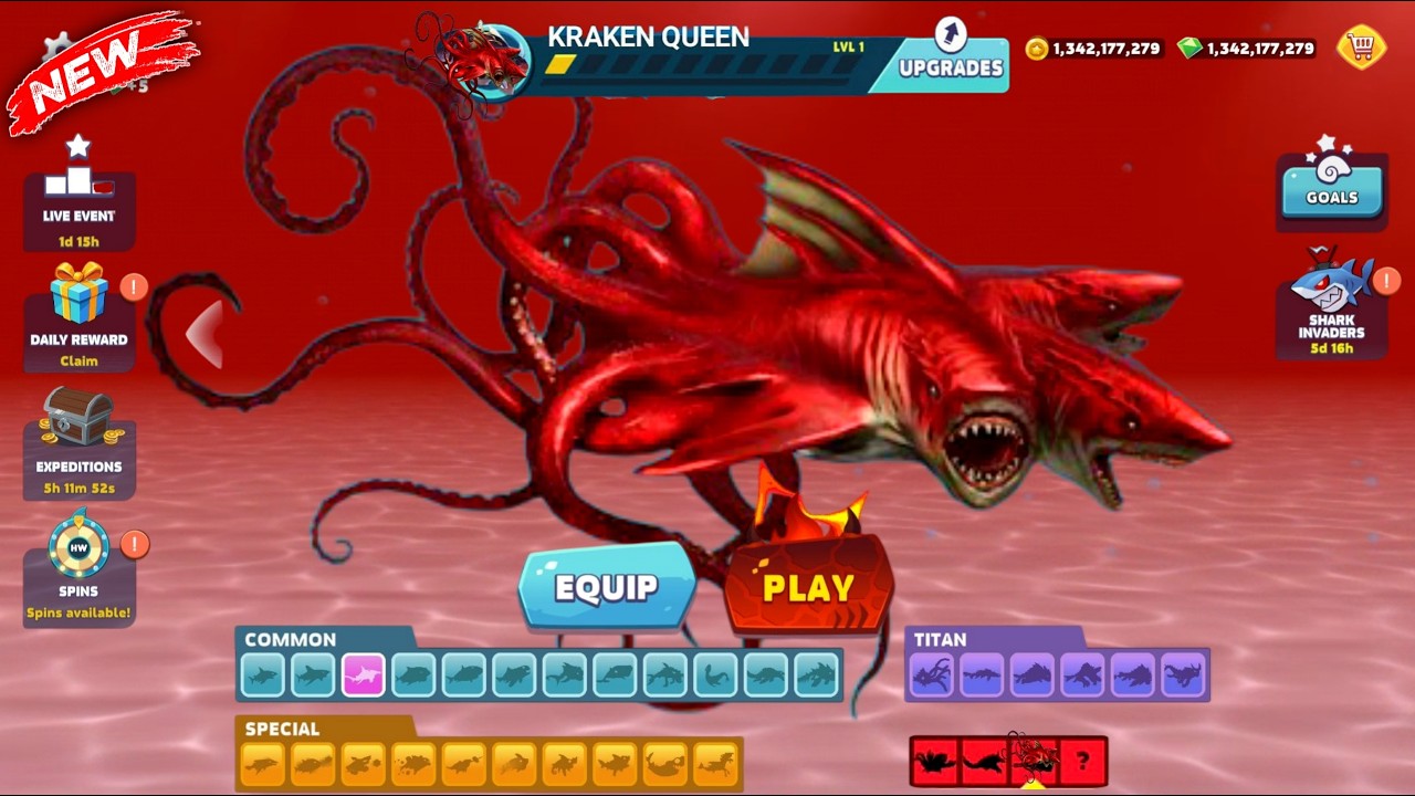 All 30 Sharks MAXED OUT! Titan Kraken Shark Full Gameplay & Rampage - Hungry Shark Evolution