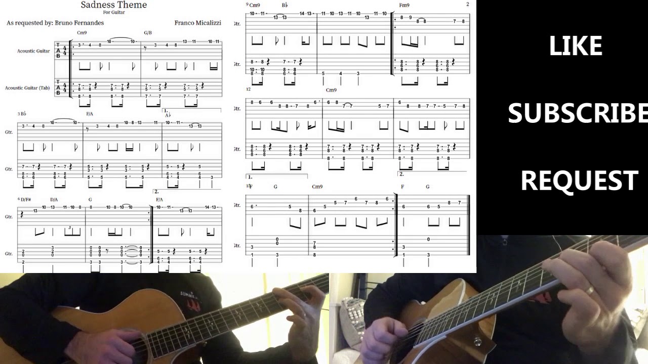 Franco Micalizzi - Sadness Theme (Acoustic Guitar Cover with Tab)