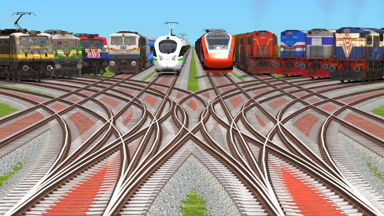 More Trains Crossing By Bumpy Branched🏌‍♂️ Grandient Tracks | freight trains | trains videos