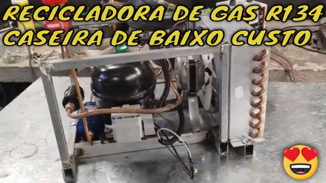RECICLADORA DE GAS R134 CASEIRA EFICIENTE DE BAIXO CUSTO COM SEPARADOR DE OLEO.