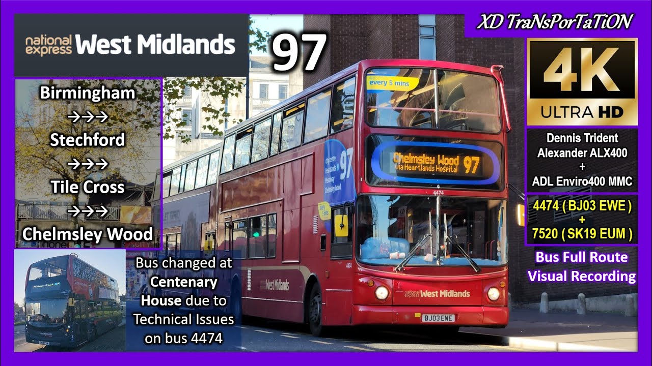 [National Express West Midlands] 97 ~ Birmingham, Dale House ➝ Birmingham Business Park【4K UW】