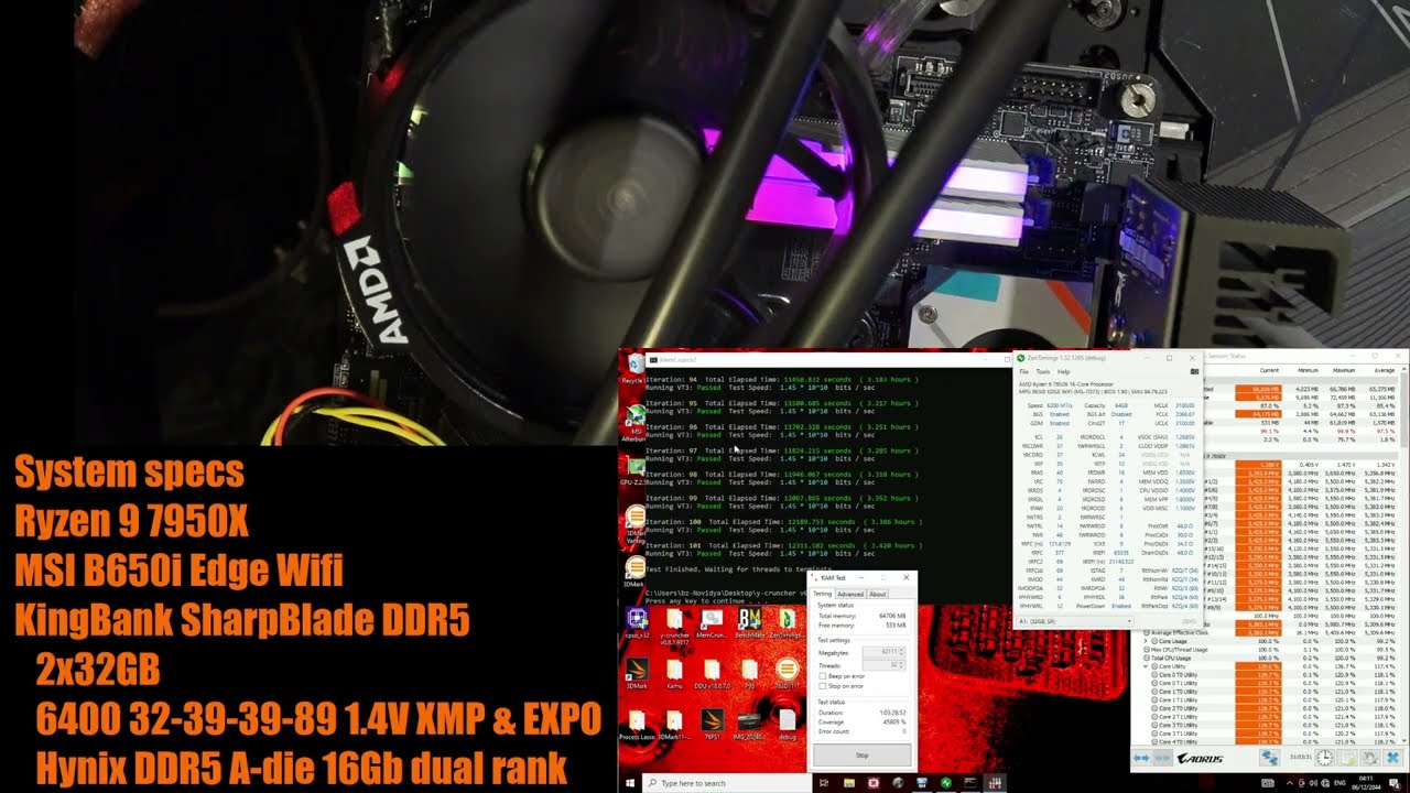 2x32GB DDR5-6200 CL26 on the MSI B650i Edge Wifi and some more tRP tRAS tRC testing.