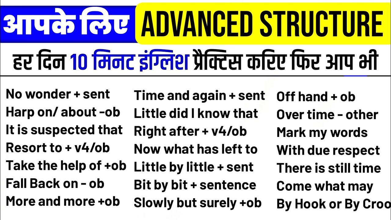 30 Spoken English Structures सीखें । How to Speak ENGLISH । English Speaking Practice