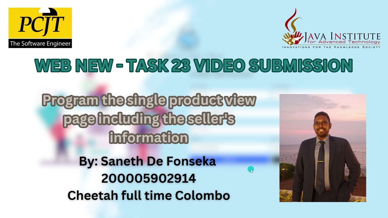 Task 23 : Program the single product view page & Seller info | Web Programming | Java Institute