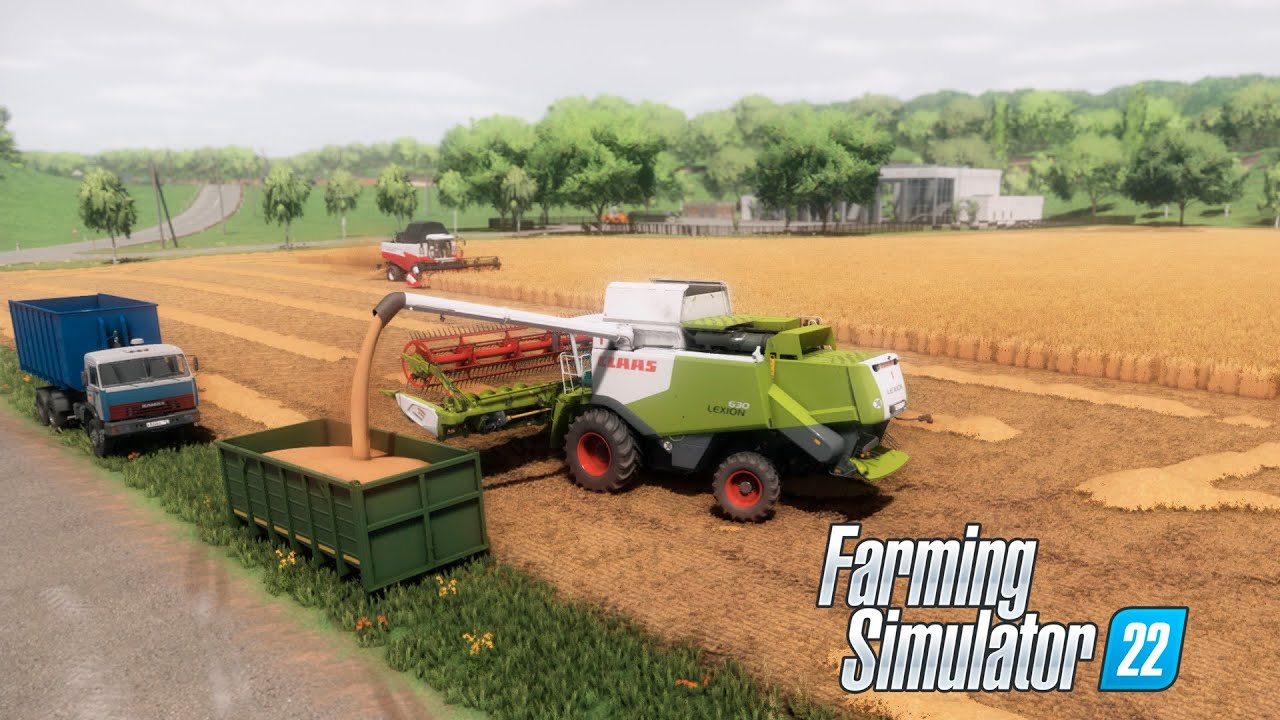 FS22 / Карта Сосновка / Начало уборки озимой пшеницы. Claas Lexion 630, Акрос 595+. День 5.