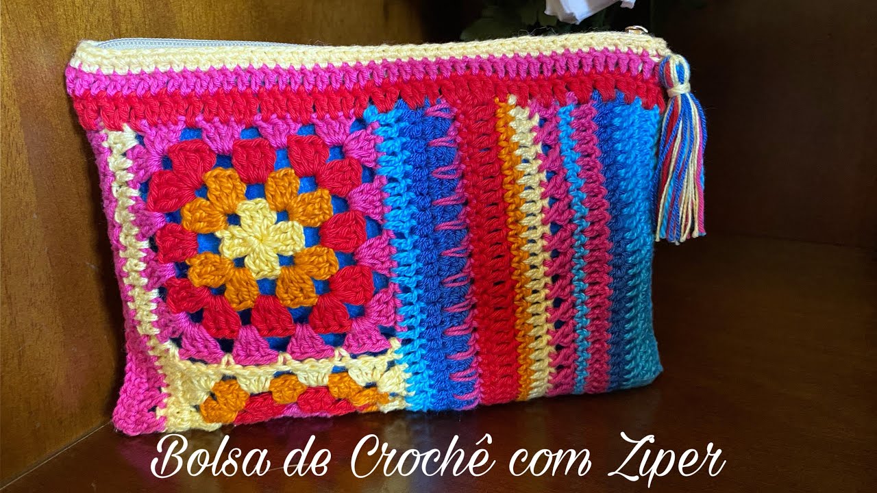 Bolsa de Crochê Necessaire com Zíper SUPER FÀCIL por @CrisTelesCroche