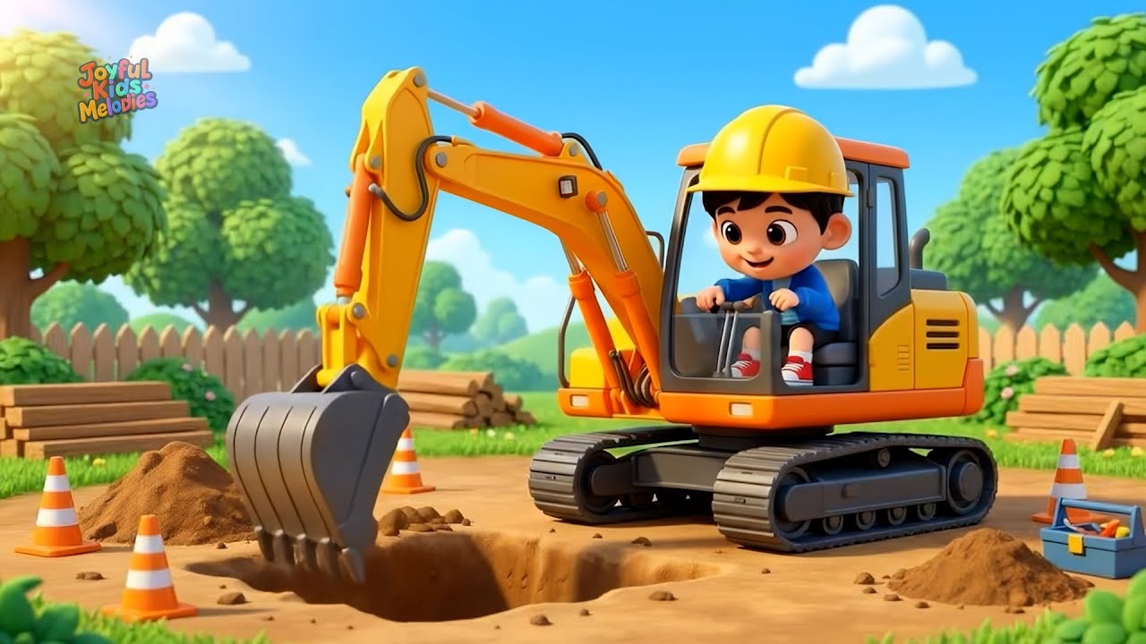 Construction Trucks Mission! 🚜 Excavator, Bulldozer & Crane Song for Kids