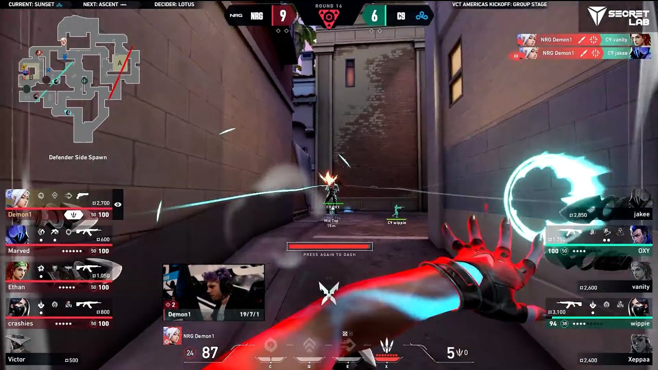 NRG Demon1 insane 4K with Jett knives vs Cloud9 | VCT Americas Kickoff 2024
