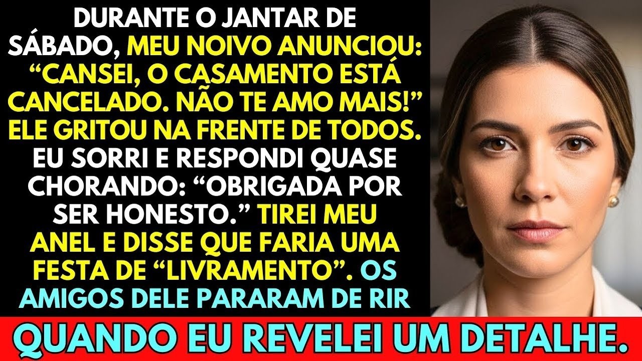 DURANTE O JANTAR DE SÁBADO, MEU NOIVO ANUNCIOU 'O CASAMENTO ESTÁ CANCELADO EU NÃO TE AMO MAIS!'