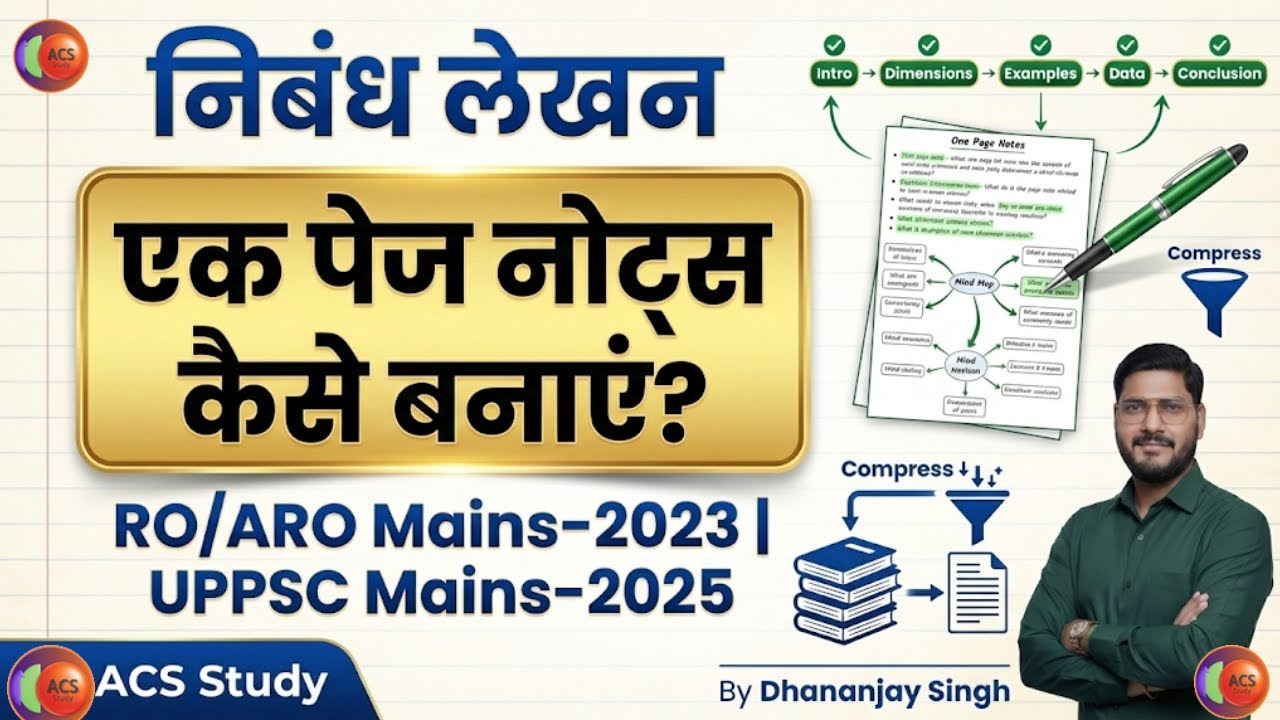 निबंध लेखन | एक पेज नोट्स कैसे बनाएं ? | RO/ARO Mains-2023 | UPPSC Mains-2025 | Dhananjay Singh