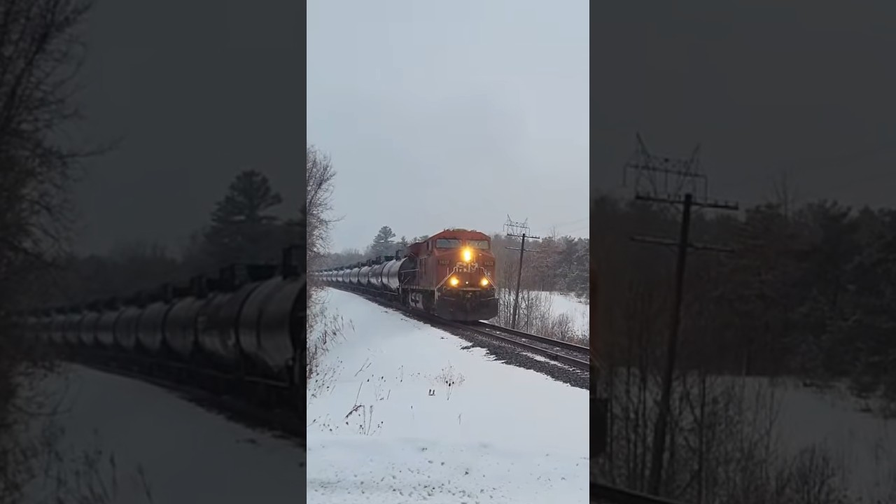 CP 8822E leads CPKC 7-114 blasting his horn! #train #shorts #trainhorn