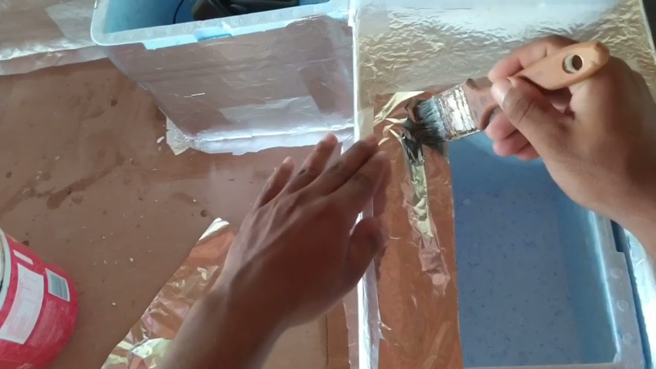 Barco de Isopor e Fibra de Vidro Parte 2. Como colocar o papel alumínio.