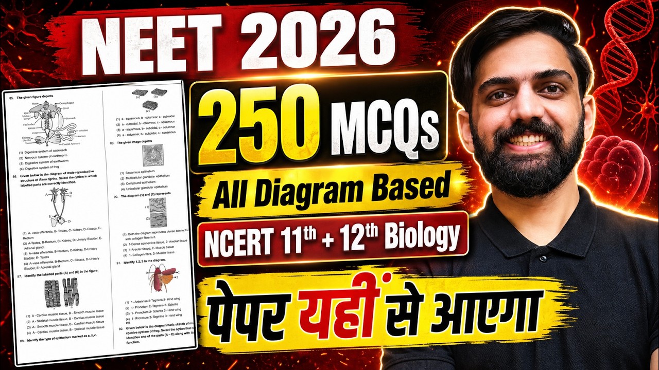 250 MCQs: Diagram Based MCQs 🔥 Class 11th + 12th New NCERT | NEET 2026 Biology