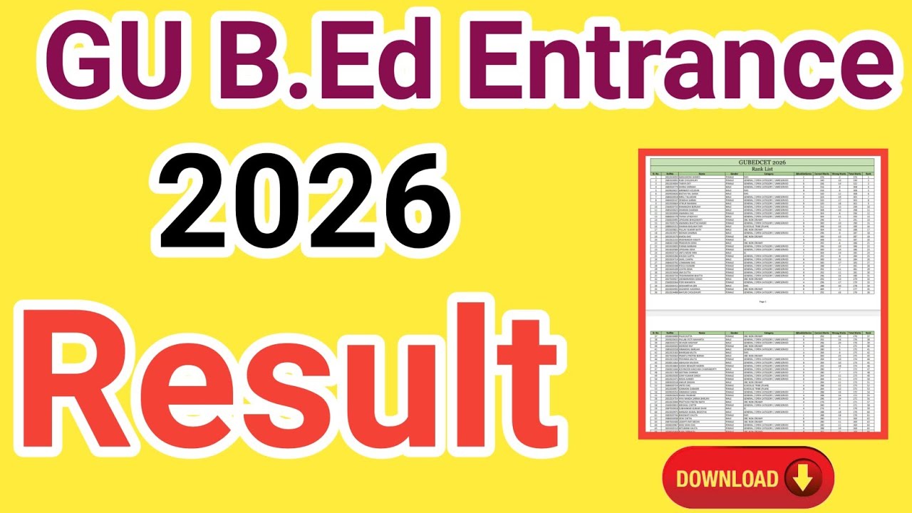 GU BEd entrance result 2026 |