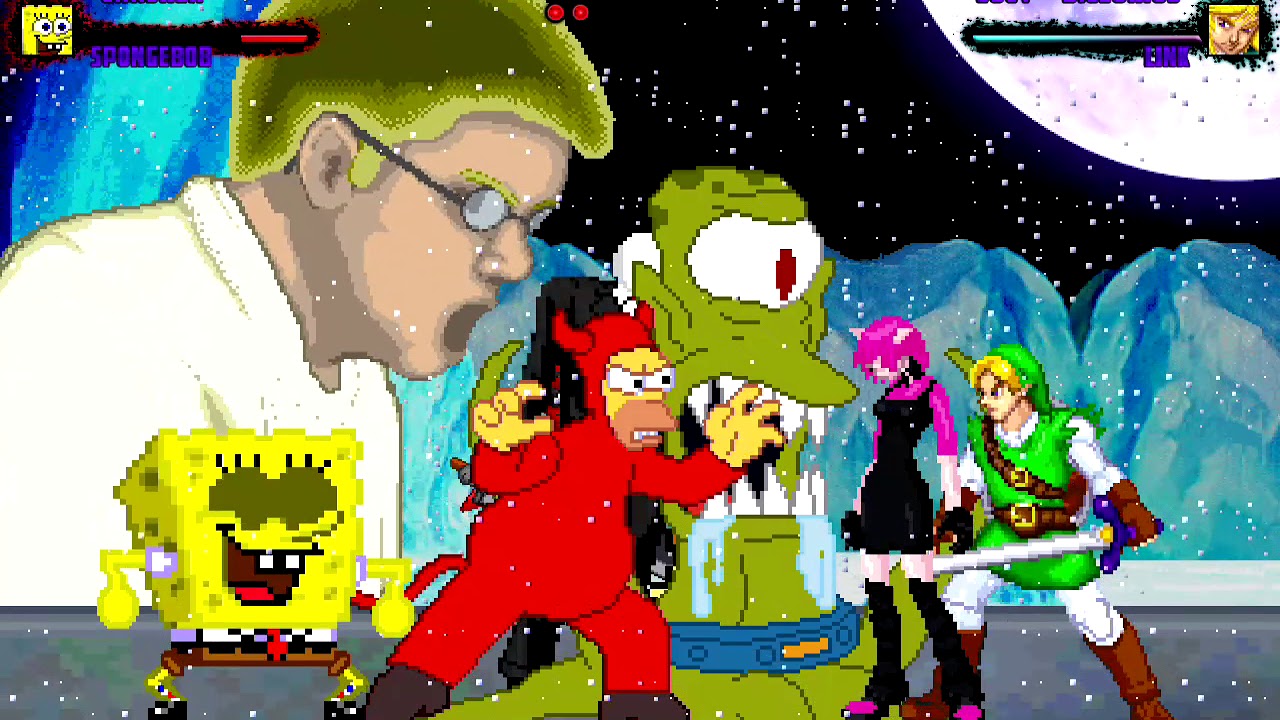 Mugen Request Crasher, Spongebob,Evil Homer and Slenderman Survival