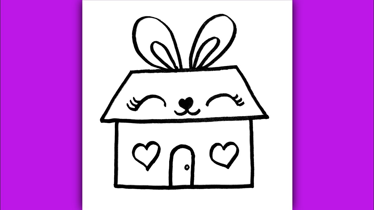 Super Easy Drawing of a Cute House / Step by Step Drawing Tutorial for Kids
