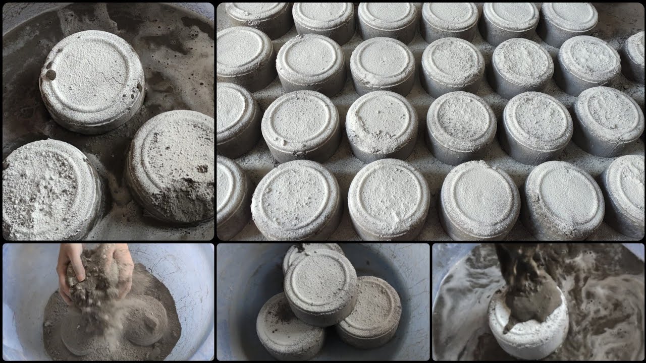 ASMR:pure cement coated with white cement cakes crumble dry+water+dipping/oddlysatisfying