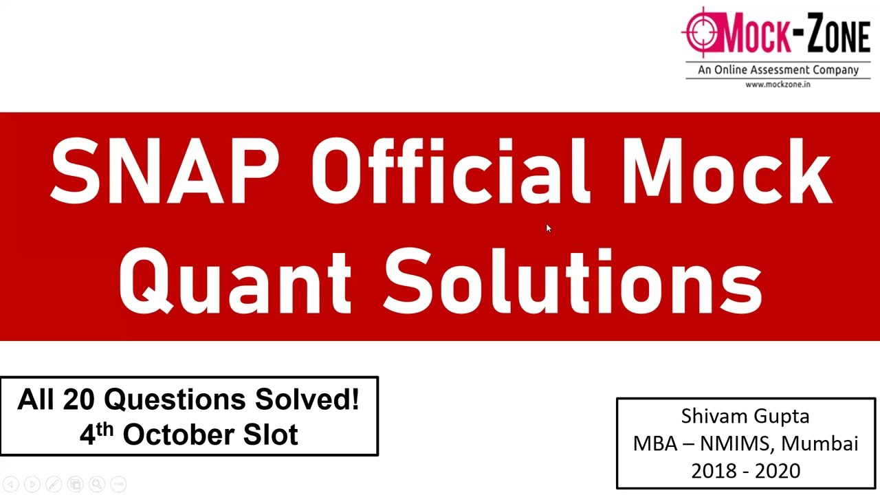 SNAP 2024 Exam: SNAP Official Mock Detailed Solutions || Quant Section || Mission: SIBM, Pune