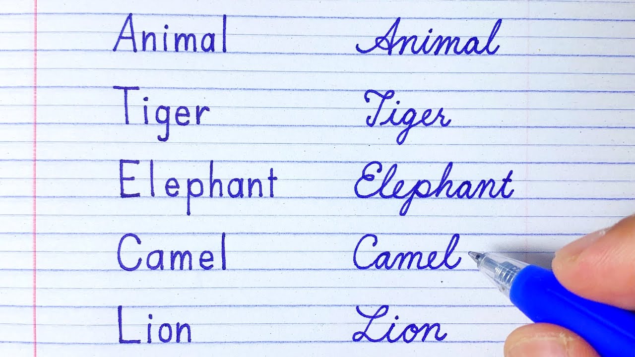 How to write Animal names in English | Print Handwriting & Cursive Handwriting |Handwriting practice