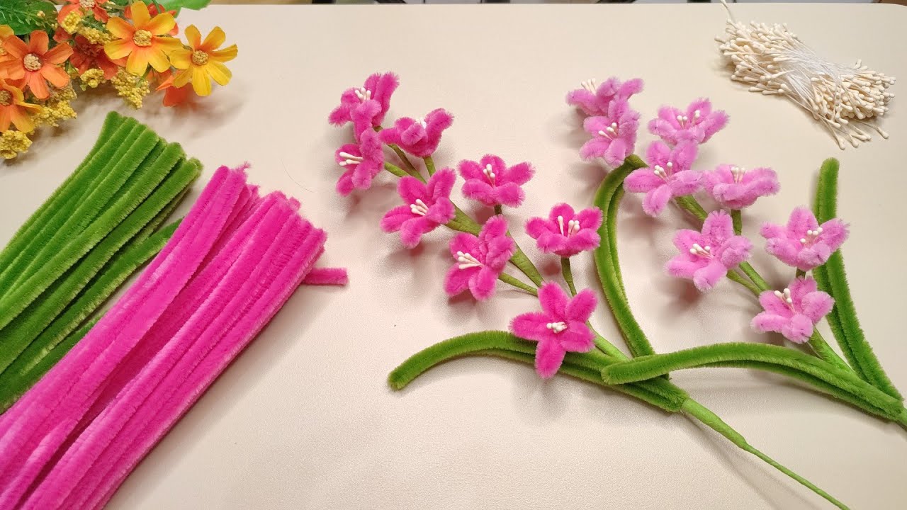 DIY| How To Make Pipe Cleaner Flower | flower Bouquet #satinribbonflowers 🔥🔥