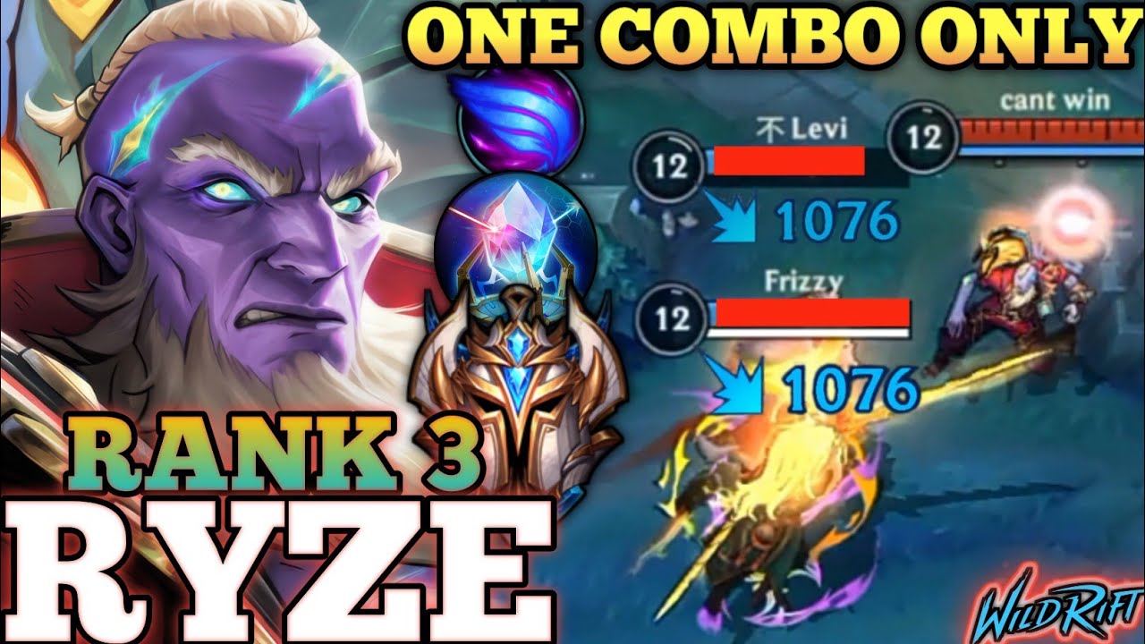 RYZE MONSTER ONE SHOT COMBO DELETE! BROKEN META BUILD - TOP 3 GLOBAL RYZE BY cant win - WILD RIFT
