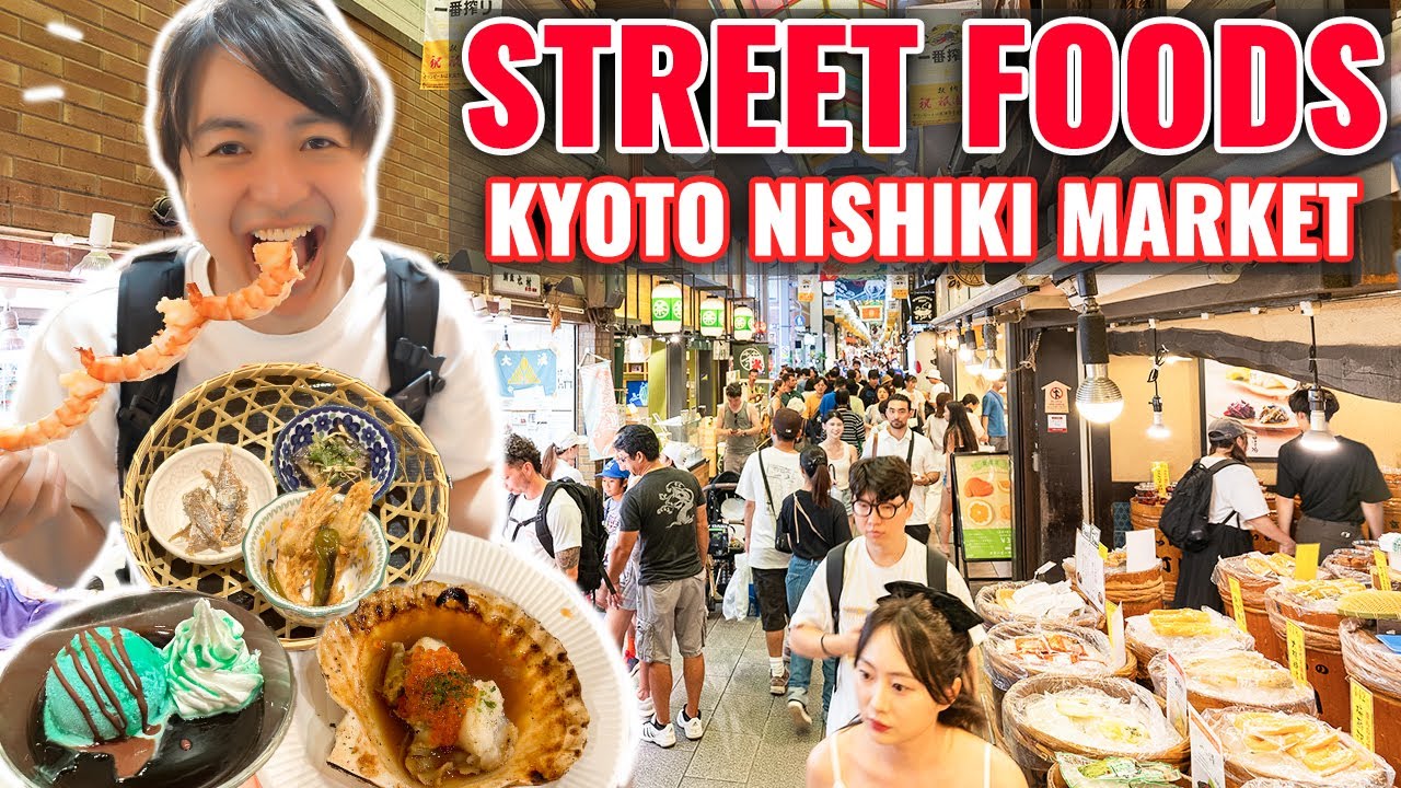 Good and Cheap Street Foods Tour at Kyoto Nishiki Market, How to Get There from Osaka Station Ep.416