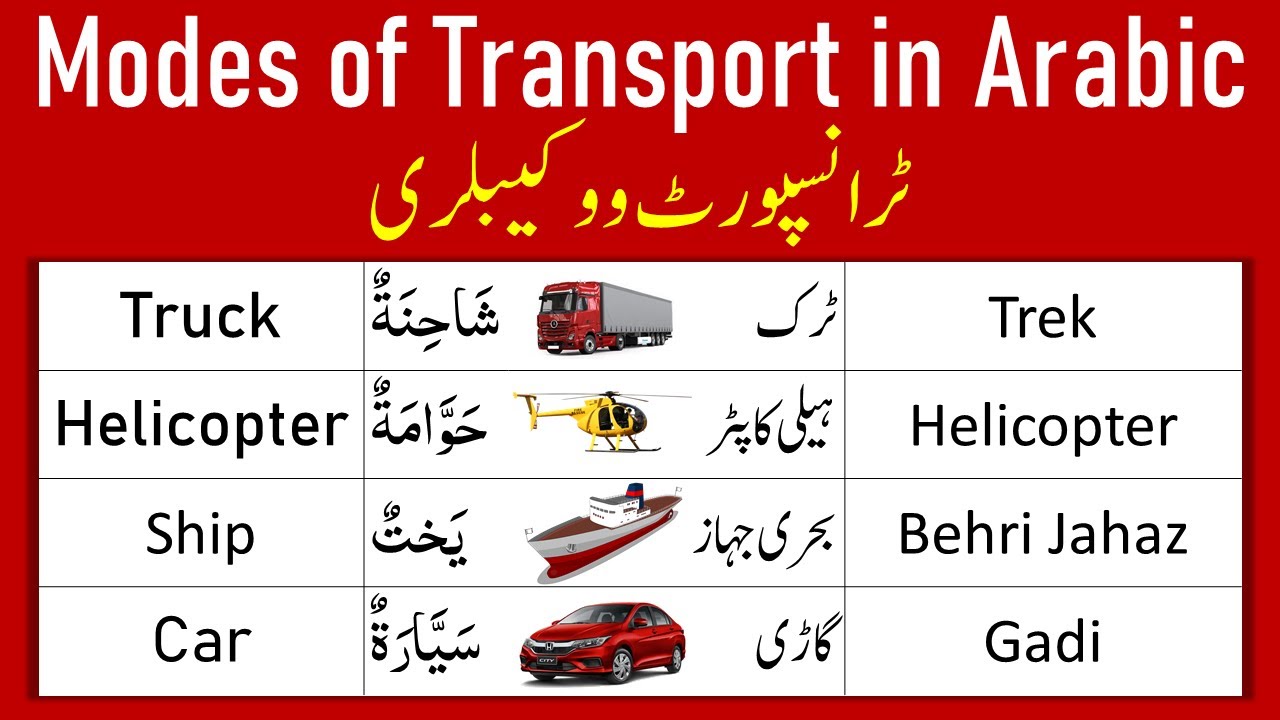 Transport Vocabulary in Arabic | Transportation in Arabic | Means of Transport | Arabic Vocabulary