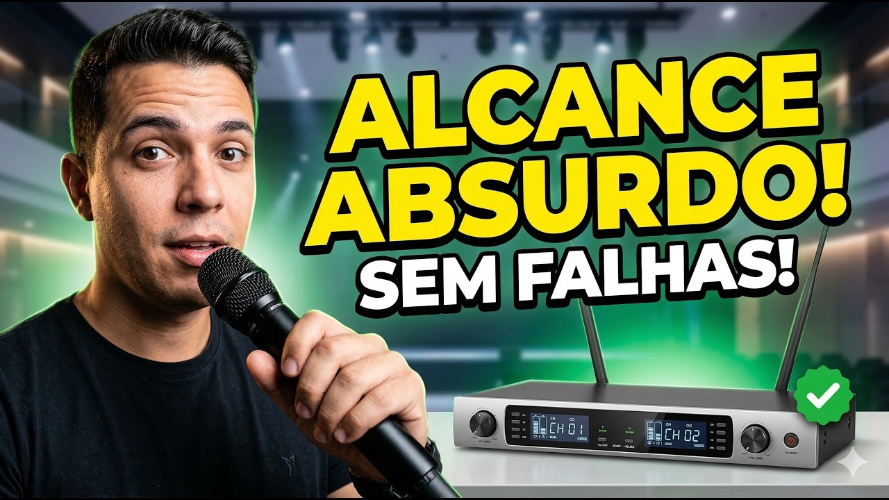 O MICROFONE SEM FIO QUE NÃO FALHA! Alcance Gigante e Áudio Cristalino