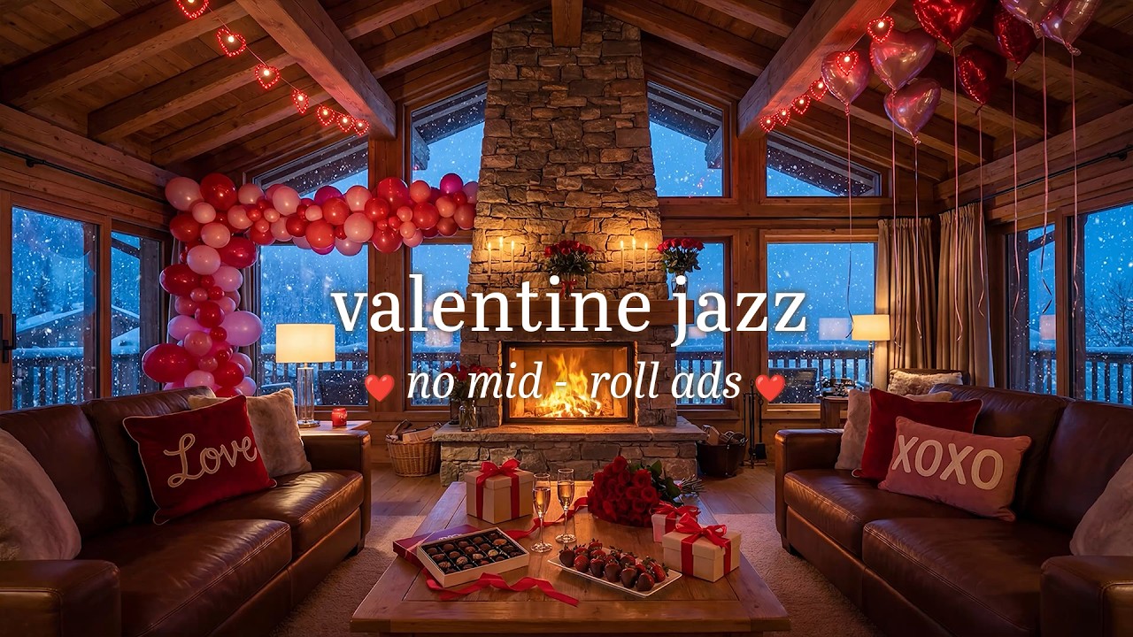 Warm Romantic Ambience Jazz (NO MID-ROLL ADS) Cozy Sweet Valentine for Happy Vibes & Love