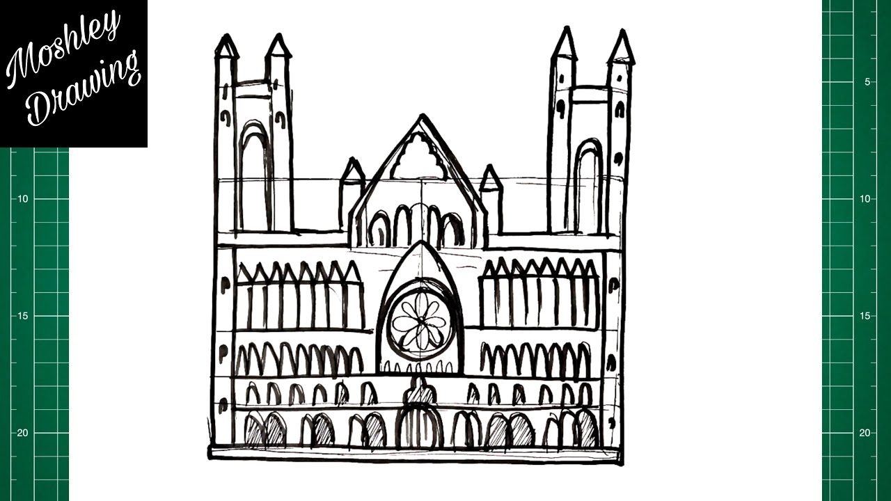 How to Draw Nidaros Cathedral Step by Step