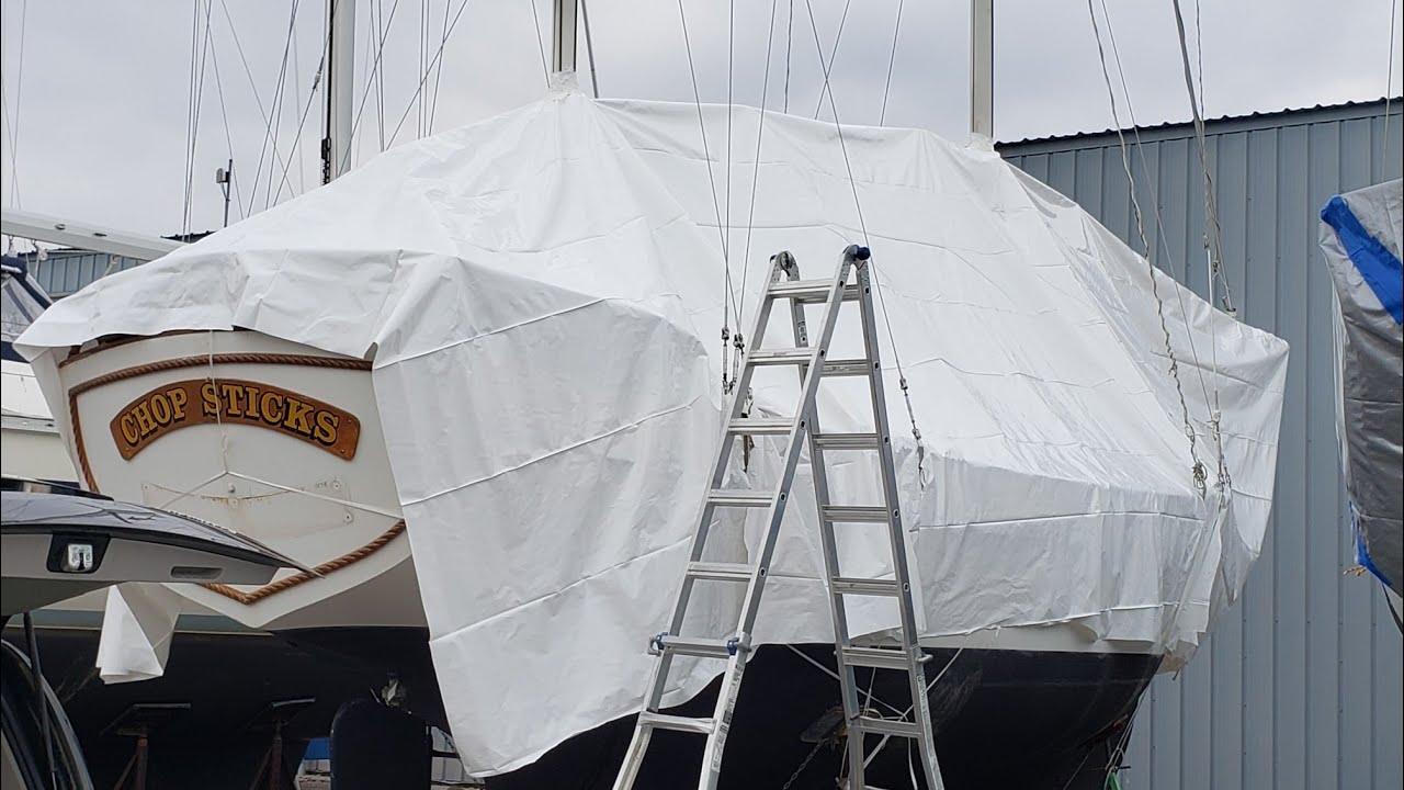 How to Shrink Wrap a Sailboat  Masts Up - Pt 1 The Sub Structure.  Ep #12