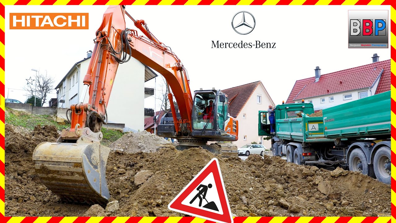 ‼️ Hitachi ZX250-7 & Mercedes-Benz Kipper, Waiblingen, 2024. #hitachiexcavator