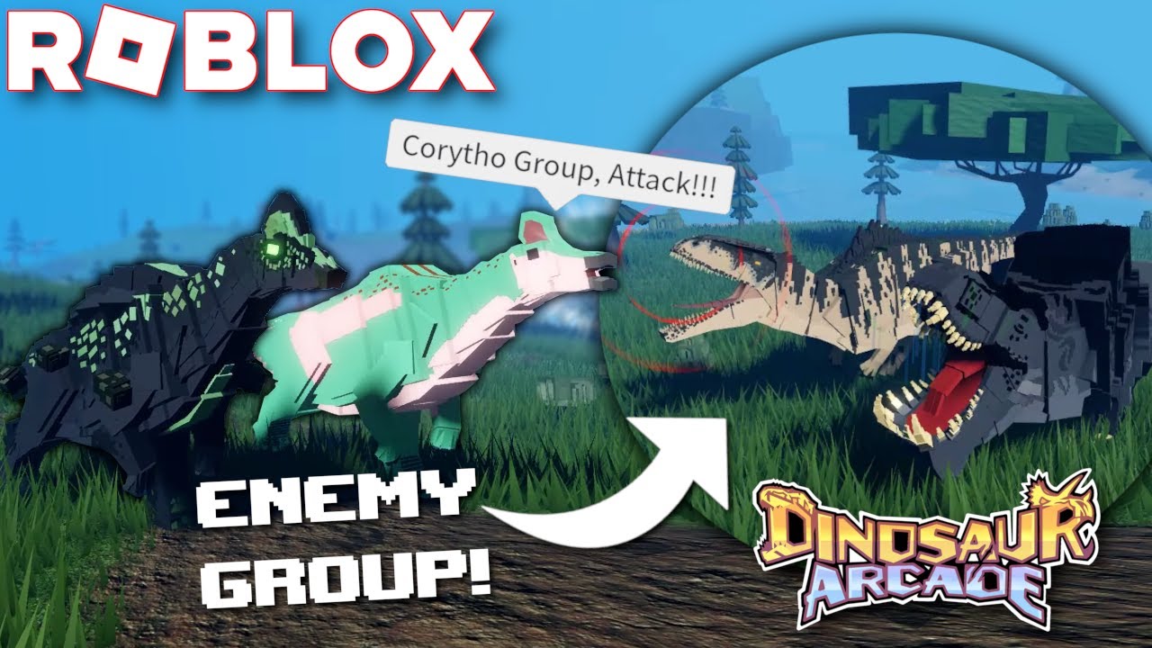 Our Corythosaur Group Vs An Enemy Group! | ROBLOX Dinosaur Arcade