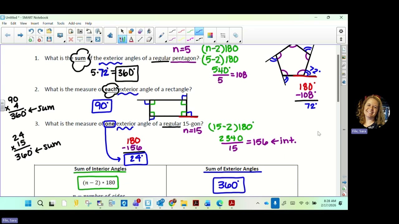 level geometry - 8.3 notes - exterior angles of polygons