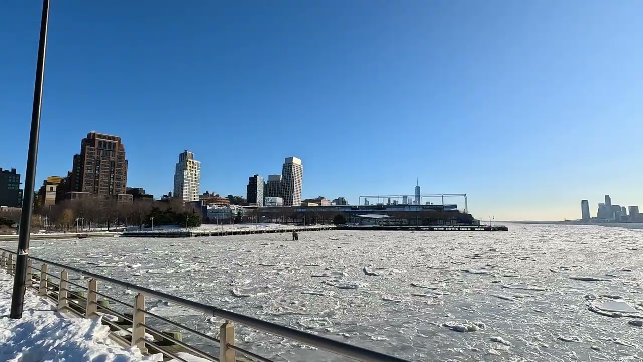 Frozen river 2026 NYC Hudson river