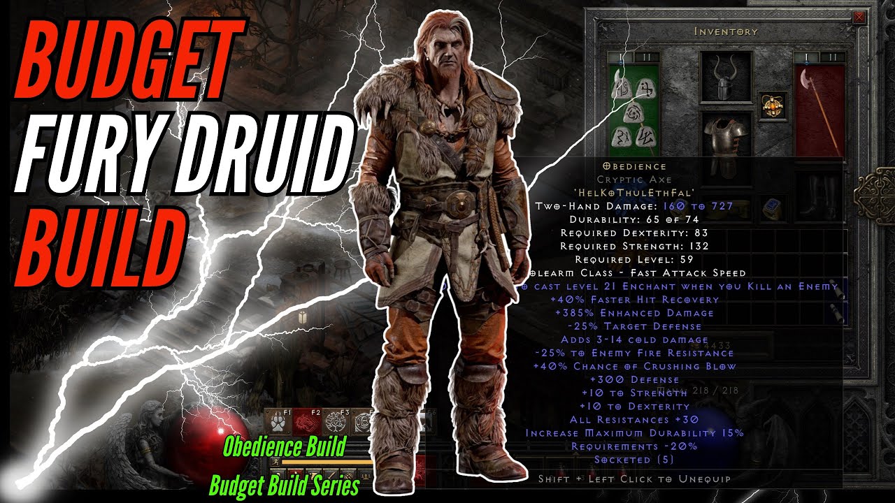 D2R Budget Fury Druid Build &ndash; Obedience Runeword POWER! 🐺🔥