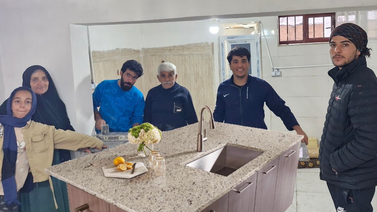 Installing Amazing Kitchen Stone for Hossein and Fereshteh's New Home❤️🏠