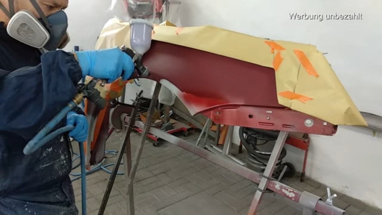 Kotflügel beilackieren Teil 3. Basisfarbe + Klarlack beilackieren.  Schritt für Schritt