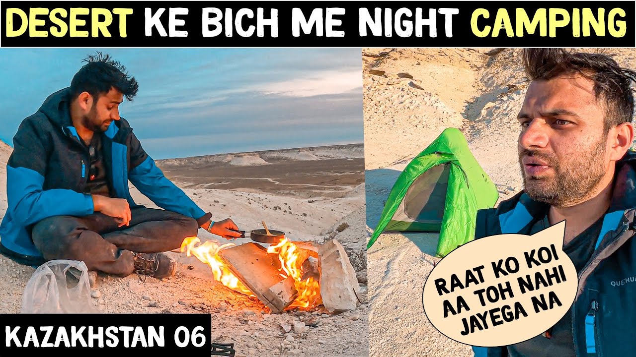 NIGHT CAMPING in THE MIDDLE of KAZAKH DESERT