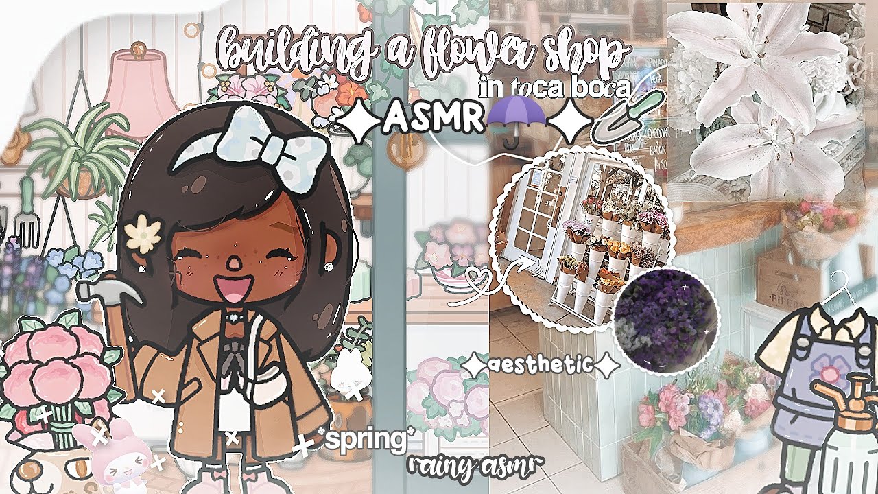 *𝗧𝗼𝐜𝗮 𝗯𝘂𝗶𝗹𝗱 𝗔𝗦𝗠𝗥☂️☁️* 🌷₊⊹building a flowershop in toca boca🌸🐛|| ASMR on the background*rainy*|| tblw